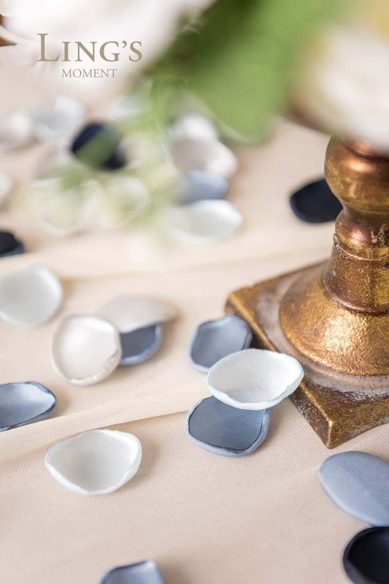 Ling's Moment Rose Petals, Silk Flower Petals for Wedding/Aisle/Flower Girl Baskets/Table Centerpiece Décor,etc.Dusty Blue Navy 200pcs