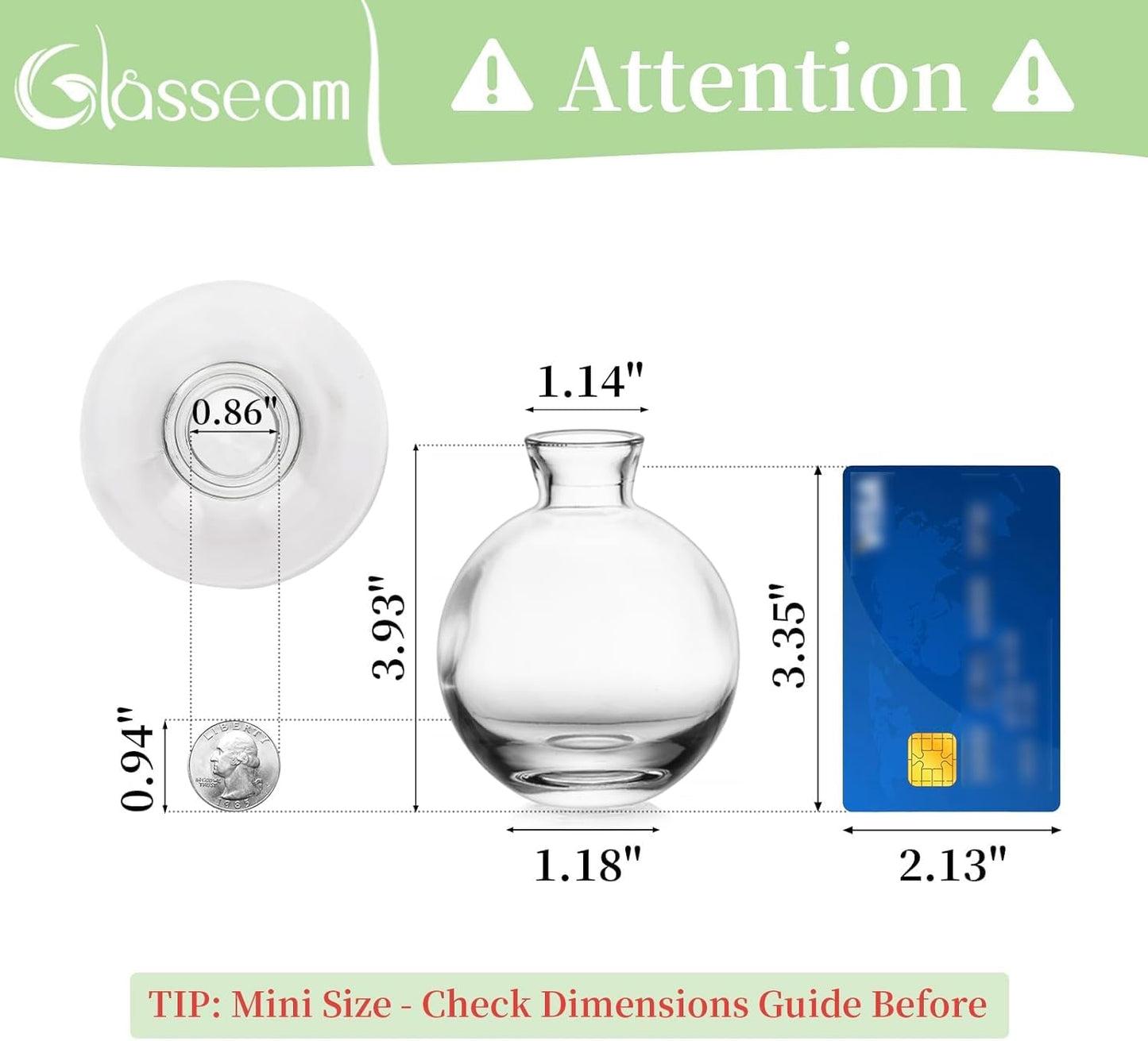 Glass Bud Vase for Centerpieces, 6Pcs/2Sets Glasseam Modern Clear Mini Small Vases for Flowers Bulk Flower Vase Set Aesthetic Cute Handmade Tiny Short Wedding Table Centerpiece Decor