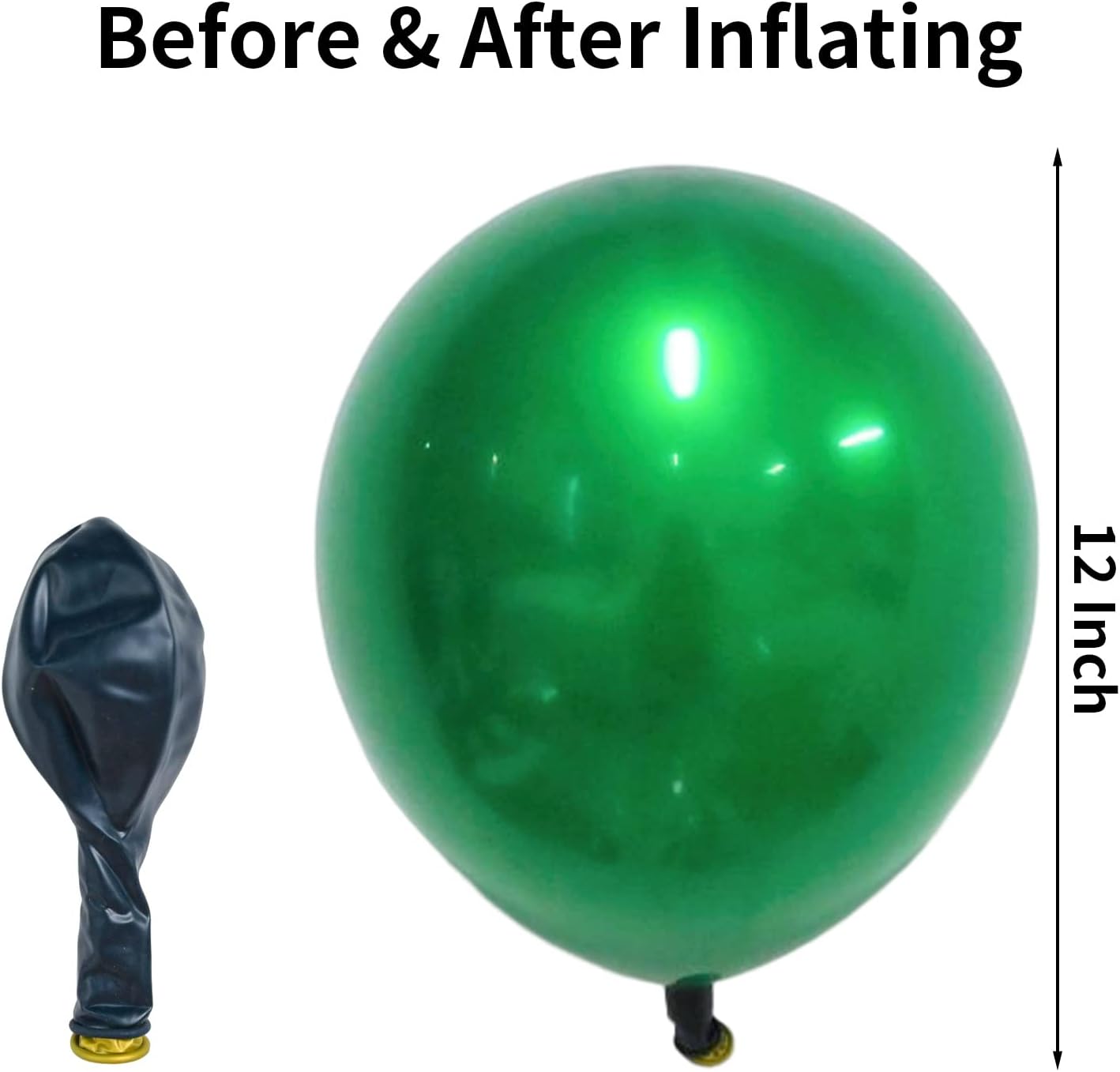 Chrome Green Balloons 12 Inch, Double Stuffed Metallic Dark Green Balloons, Shiny Thick Chrome Metallic Dark Green Latex Helium Balloon for Birthday Wedding Graduation Party Decoration Supplies