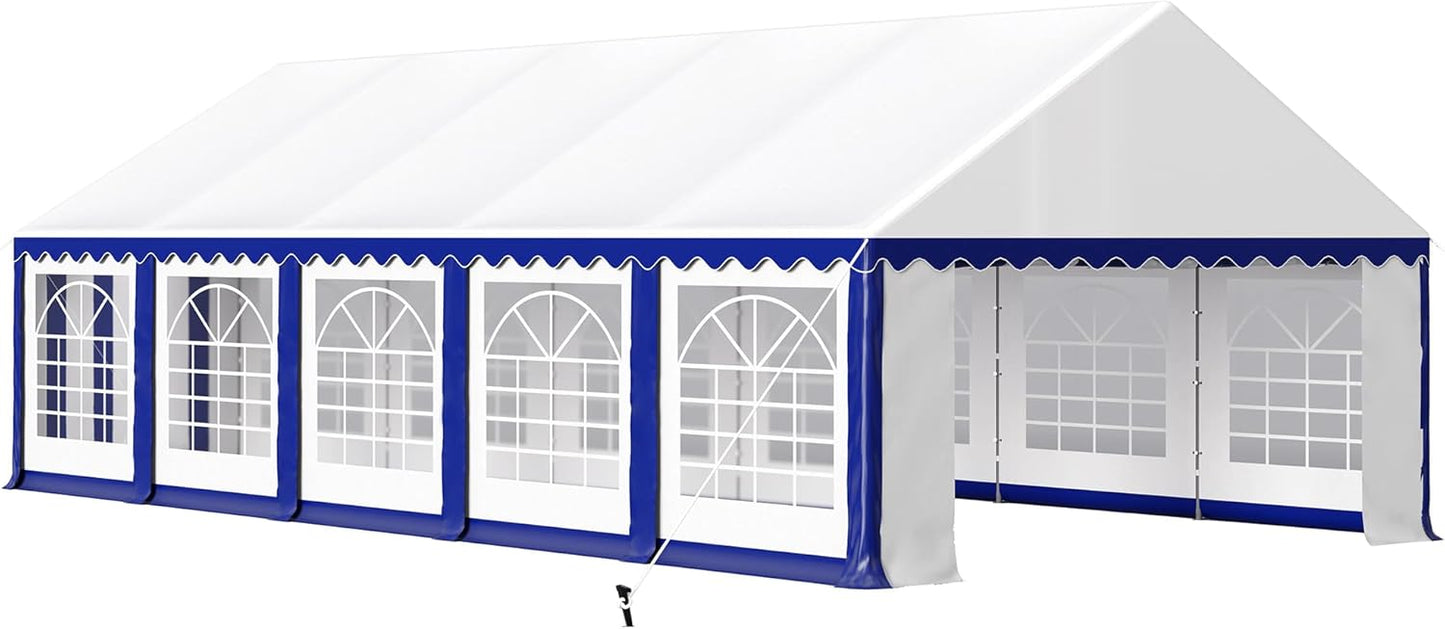 HERA'S PALACE 16'x 32' Outdoor Tents for Parties Large Canopy Tent with 12 Removable Sidewalls Heavy Duty Party Tent for Graduation Wedding and Birthday (Blue)