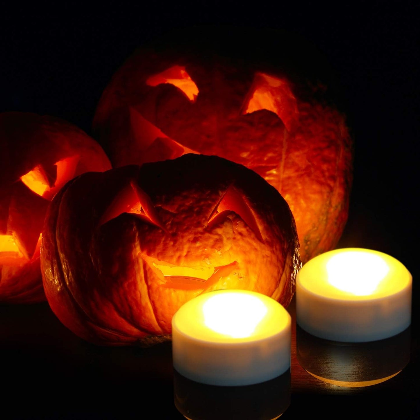 LED Pumpkin Lights with Remote and Timer, Battery Operated Bright Flickering Flameless Candle Lights for Pumpkin Decor, Jack-O-Lantern Halloween Party Decorations, White Color, 4 Pack(with 1 Remote)