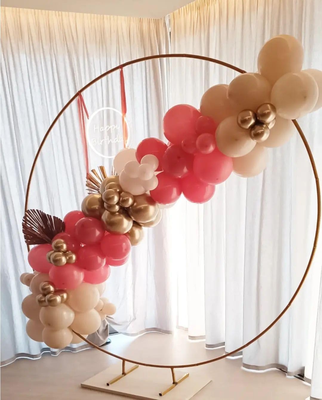 Paready Blush Pink Balloon Set, 50 Pcs Pink and Champagne Gold, 12 Inch Dusty Pastel Pink Apricot Metallic Gold Confetti for Boho Birthday Bridal Shower Bachelorette Party Supplies