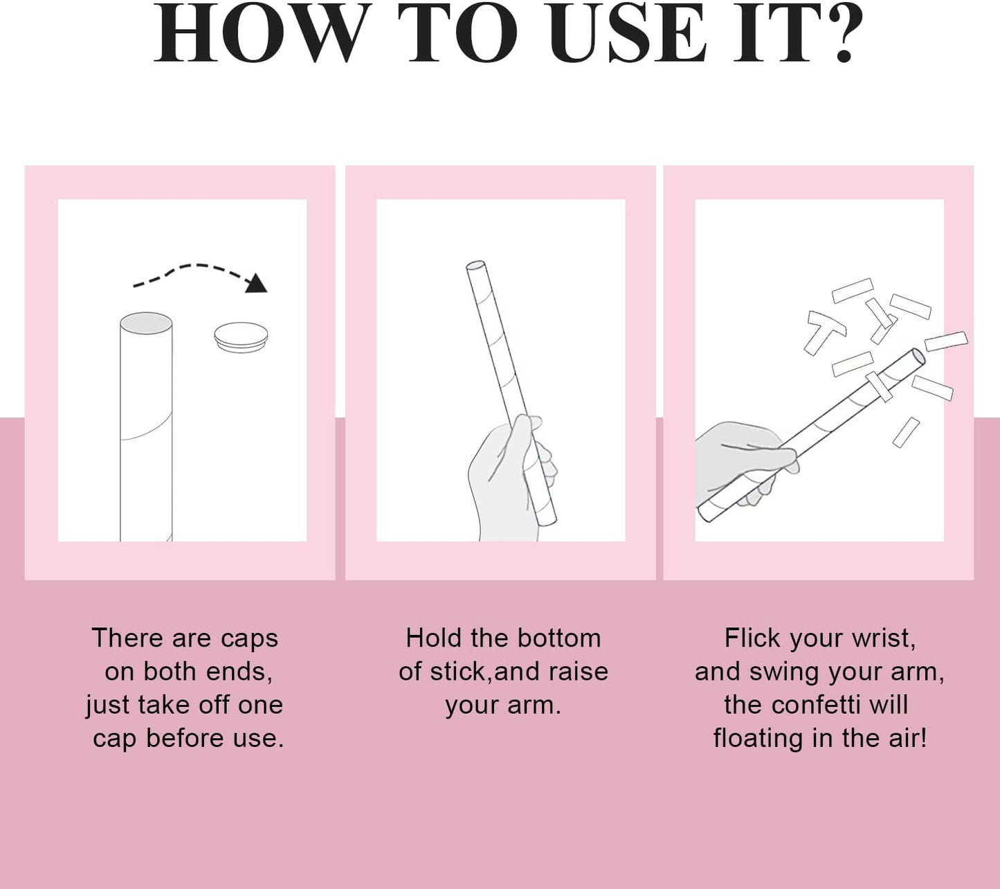 BATTIFE 7Pack White Confetti Wands, Confetti Shoot Poppers, Tissue Paper Flick Flutter Sticks for Wedding, Celebrations, Anniversary, Birthday Party, 14inch