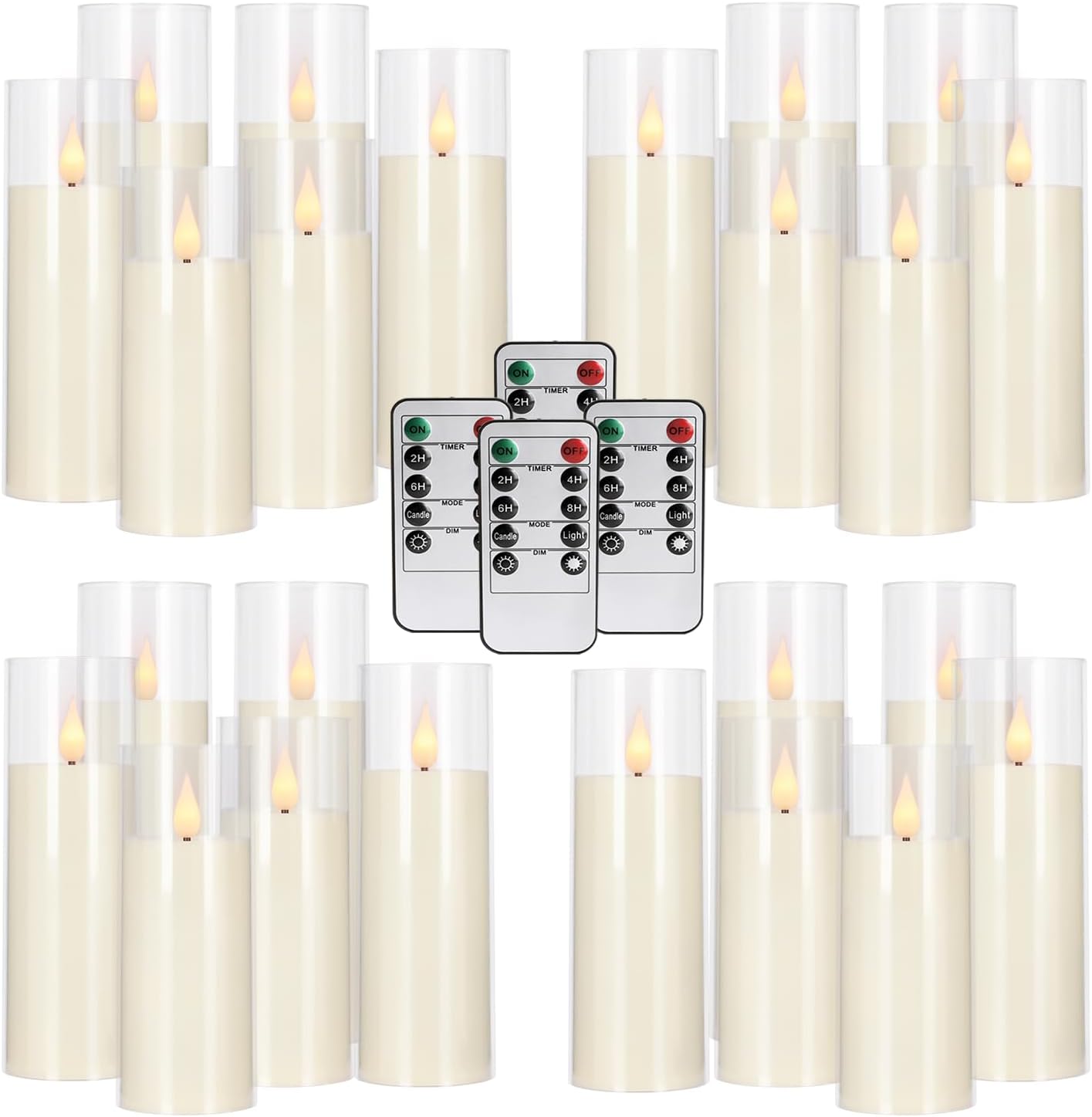 24-Pack A-Series Acrylic LED Flameless Candles with Remote Control - Perfect for Families, Parties, and Special Occasions