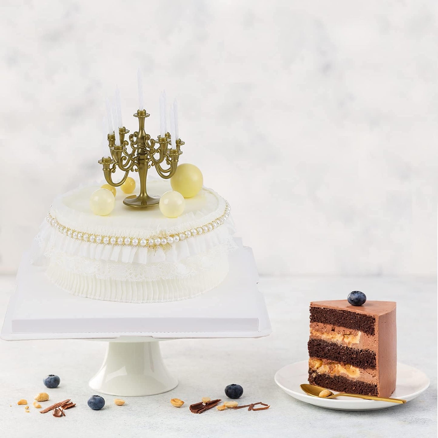 XININSUN 10 inch Clear cake Box, Large Transparent cake Box,tall cake boxes with Ribbon,10x10x9inch - Suitable for packing 8" or 10" cakes,Clear Gift Display Box for Carry Tall Layer Gift-6Pcs-White