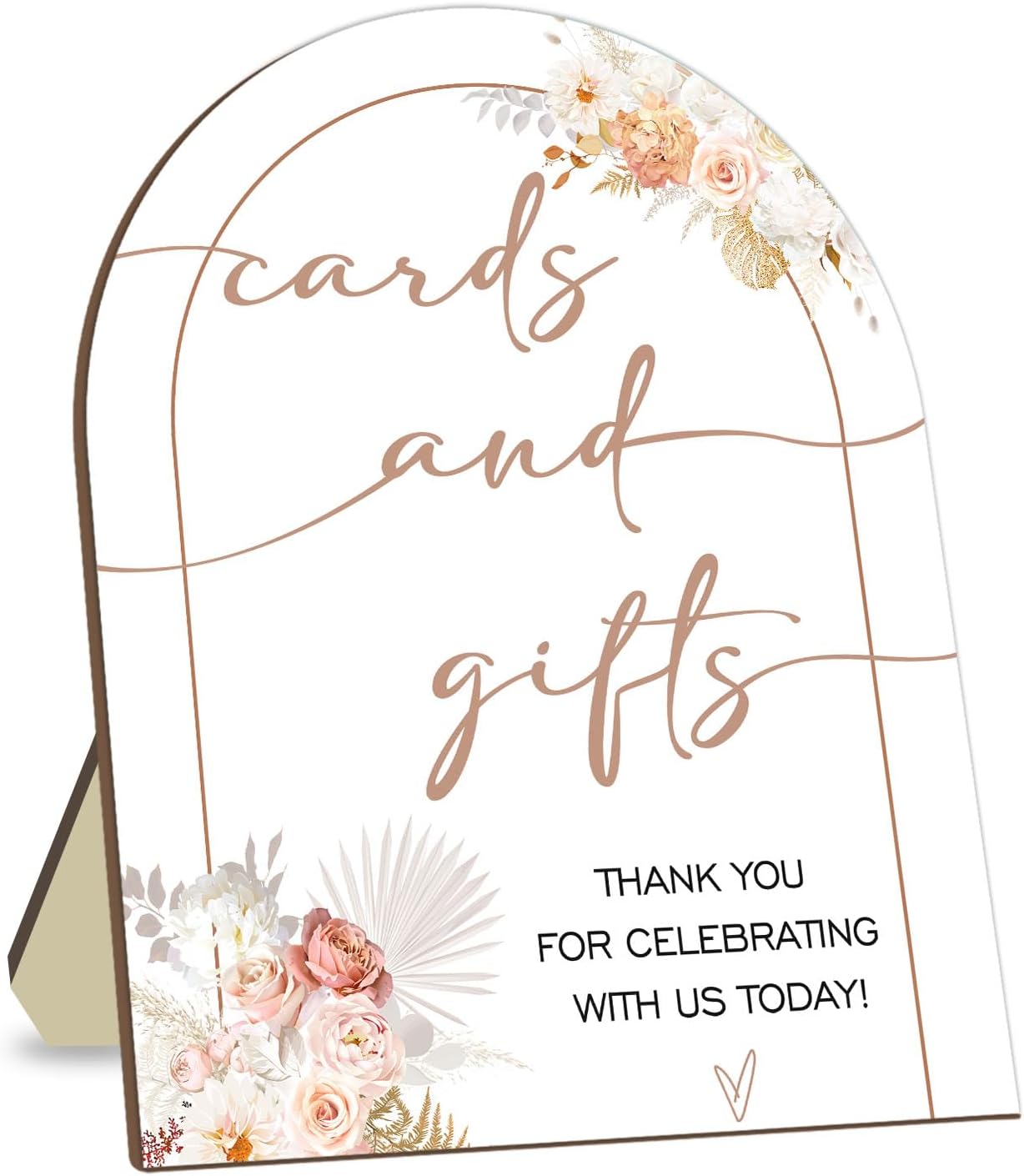Floral Decor Cards and Gift Sign, Thank You for Your Gift and Well Wishes Sign, Bridal Shower Favors, Baby Shower Party Decor Supplies with Stand 9 * 11IN