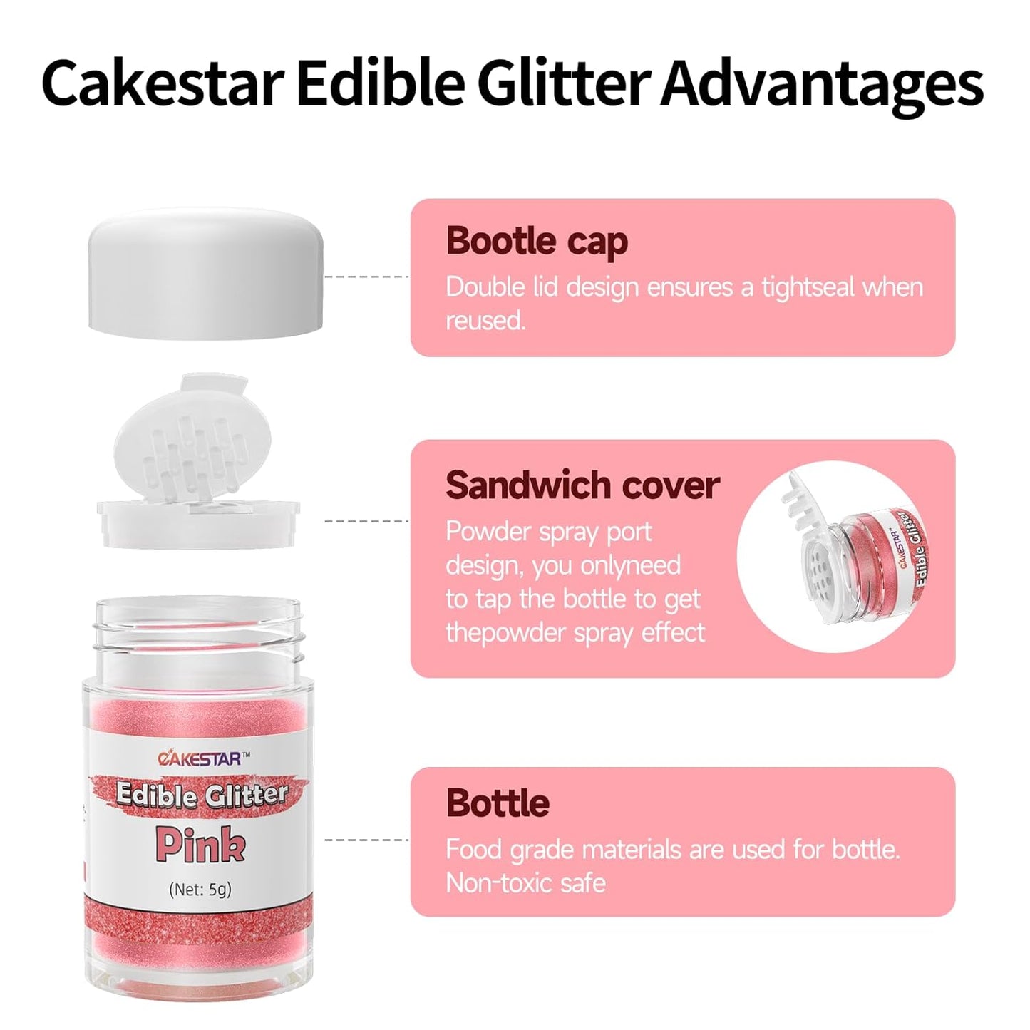 Edible Glitter for Cocktails, 10 Colors Easter Decorations Luster Dust Edible, Food Grade Shimmer Dust, Edible Glitter Powder for Drinks, Easter Eggs, Candy, Baking, Strawberries, Cupcakes, Cookies