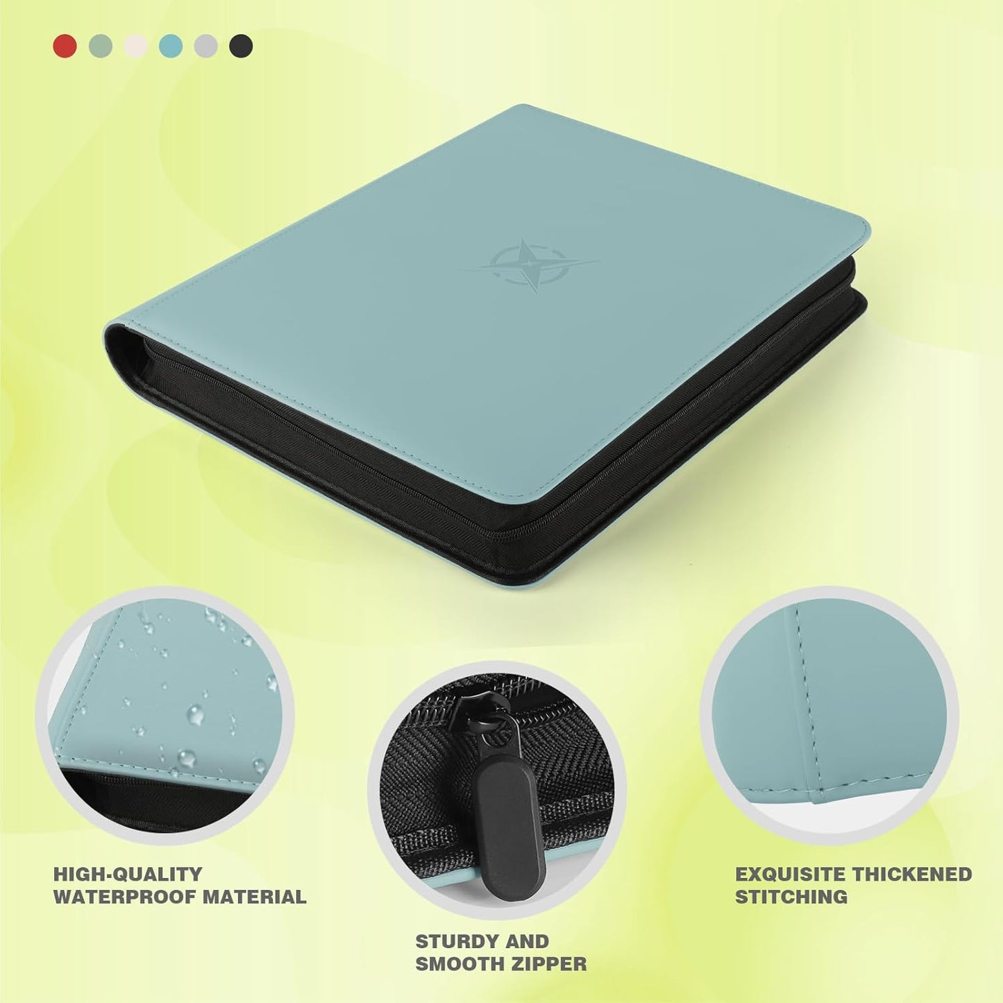 Trading Card Binder, Card Binder 9 Pocket for Trading Cards, Holds 540 Cards, Zippered Premium Card Collection Binder Album for Game Card, Sports Card, Yugioh, MTG (Sky Blue)