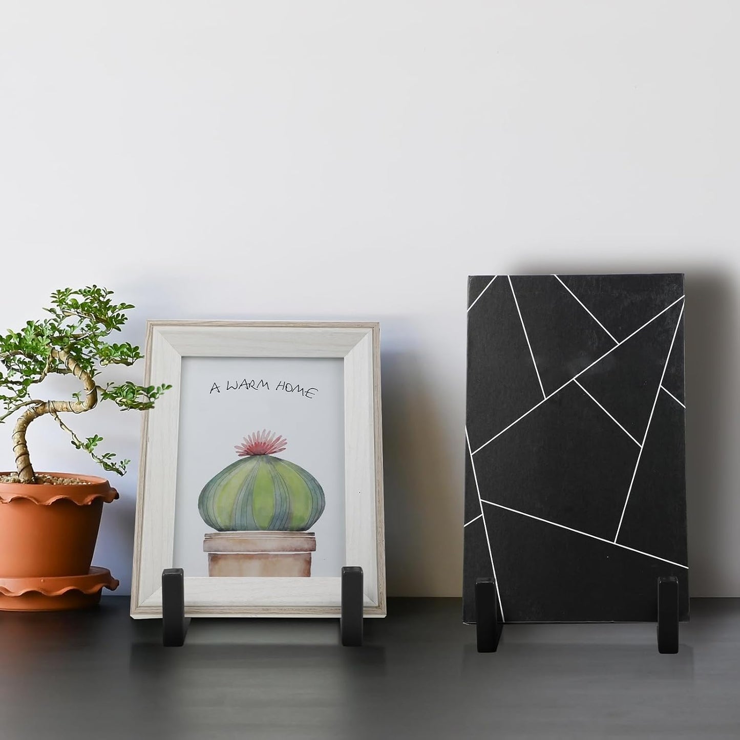 Sweetude 2 Pcs Large Plate Stands for Display Metal Frame Plate Holder Display Stand Decorative Table Top Easels for Picture, Book, Platter, Photo Easel(Black,10 Inch)