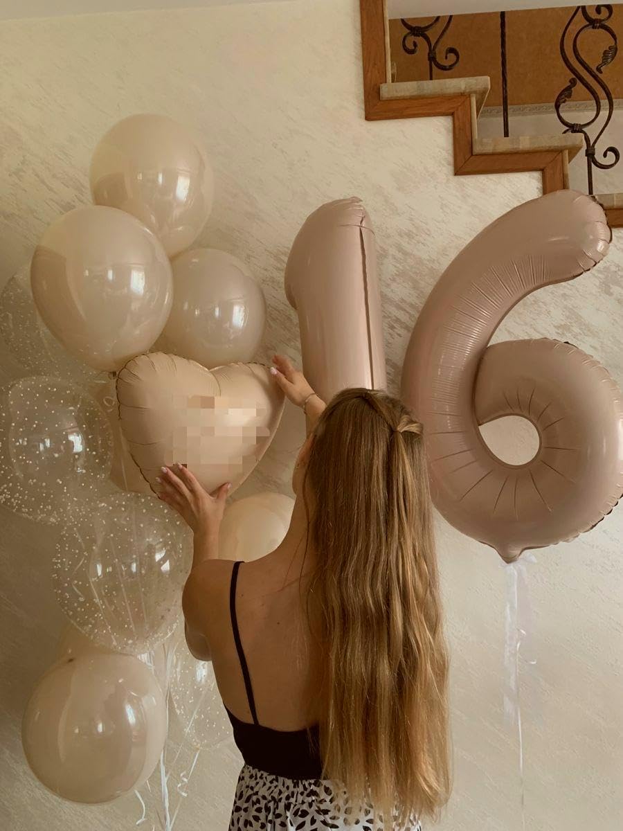 Big Light Brown 40 Inch 9 Balloon Number, Jumbo Giant 9th 19 29 39 49 99 Birthday Party Decorations, Large Light Brown Foil Balloons Anniversary Birthday Party Engagement Decorations
