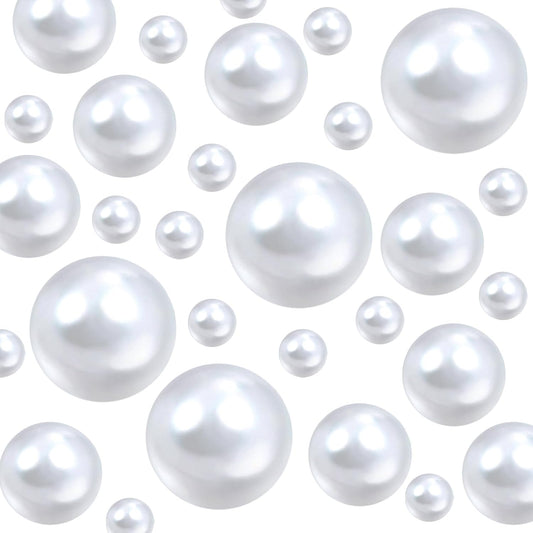 Floating Pearls for Centerpieces Vases, 250PCS White No Hole Fake Pearl Beads and 4000PCS Water Beads for Vase Filler Floating Beads for Wedding Home Party Decoration (White 8/14/20mm)