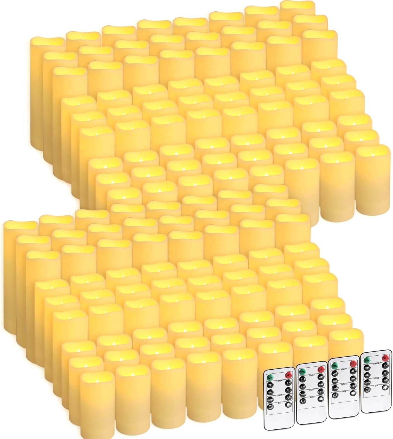 144-Pack LED Flameless Candles with Remote Control - Battery Operated, Timer, Dimmable, 3D Flame Flickering , Perfect for Halloween Christmas Parties,Wedding,Home Decor ,Gift and Special Occasions.