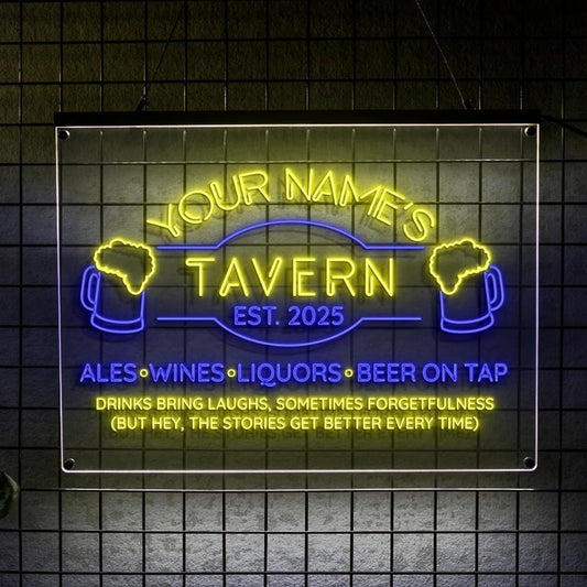 Custom Bar Neon Sign Beer Home Bar Lights Man Cave Acrylic Table LED Personalized Name Tavern Lighted Signs for Men Restaurant Coffee Workshop Garage Poker Signs Gifts