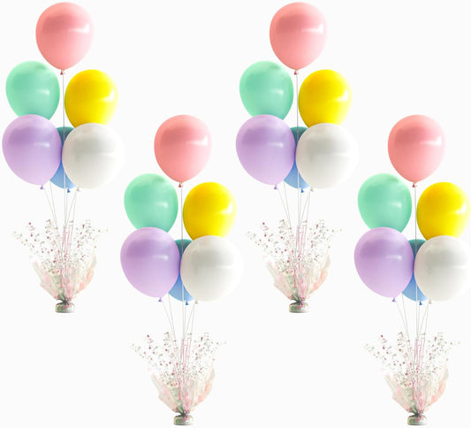 4 Set Pastel Balloon Centerpieces for Table, Balloon Stand Kit with Rainbow Balloons for Pastel Centerpiece Table Decoration Birthday Party Baby Shower Wedding Bridal Shower