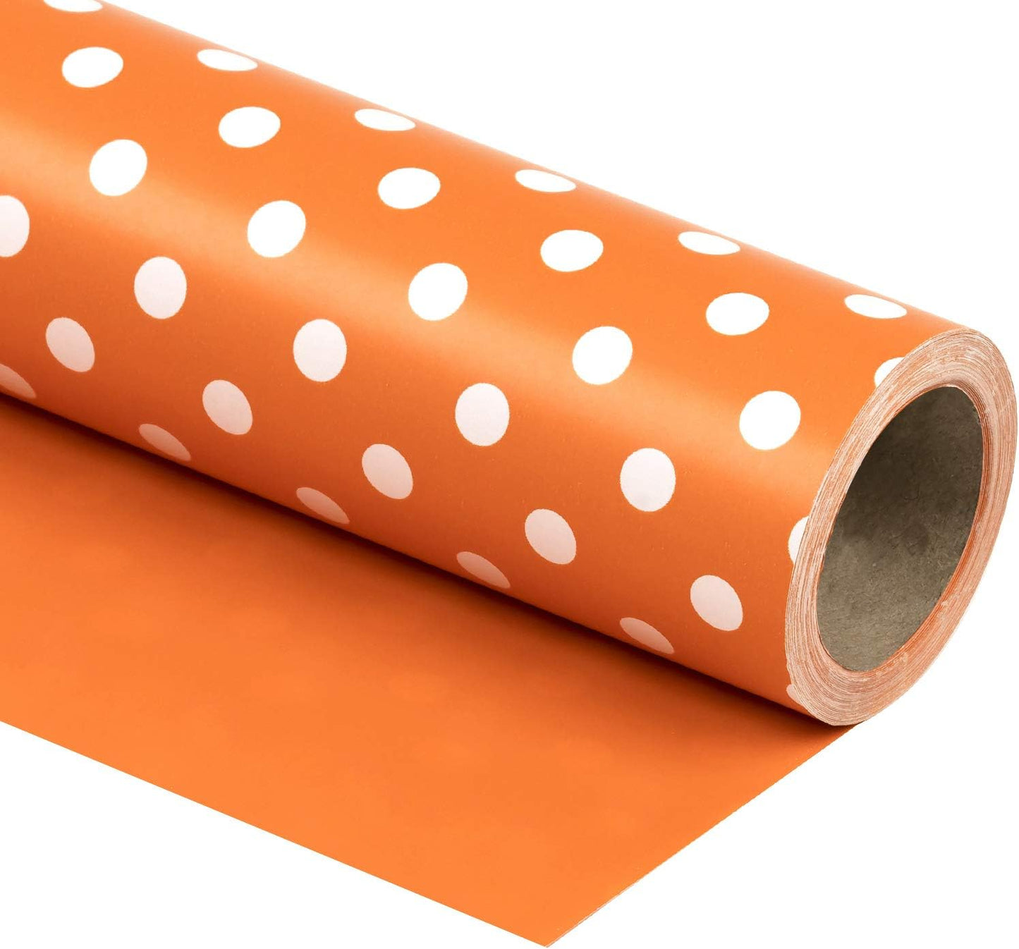 WRAPAHOLIC Reversible Wrapping Paper - Mini Roll - 17 Inch X 33 Feet - Orange and Polka Dot Design for Birthday, Holiday, Wedding, Baby Shower