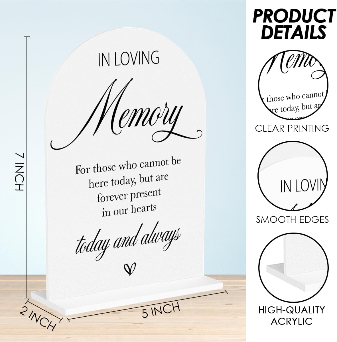 In Loving Memory Wedding Sign, In Memory Wedding Sign for Engagement Bridal Shower Decor fo Ceremony Reception, Weddings White Acrylic Sign