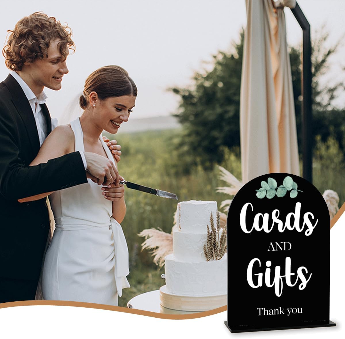 Black Cards and Gifts Sign for Wedding, Wedding Engagement Bridal Shower Baby Shower Decor for Reception Reception Party, Weddings Table Acrylic Sign