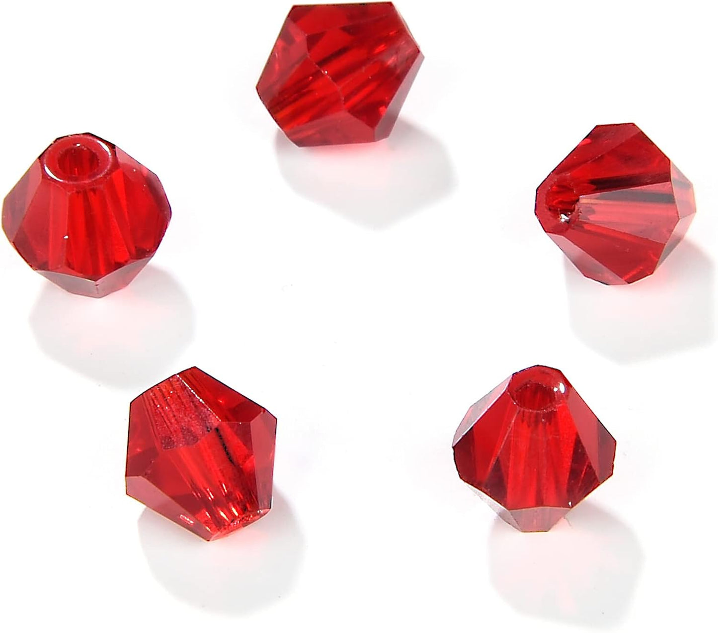 6mm Bicone 450Pcs Red Crystal Glass Beads Faceted Bicone Shape Crystal Glass Spacer Beads for Bracelet Necklace Decorative Hand Jewelry Making (Red, 6MM)