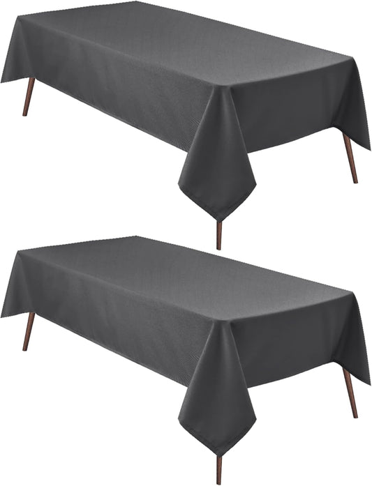 Hiasan 2 Pieces Rectangle Tablecloth - Waterproof and Spillproof Dining Room Washable Polyester Table Cloth for Dining Room, 54 x 108 Inch, Grey