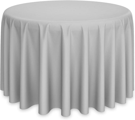 Lann's Linens - 10 Premium 108" Round Tablecloths for Wedding/Banquet/Restaurant - Polyester Fabric Table Cloths - Silver