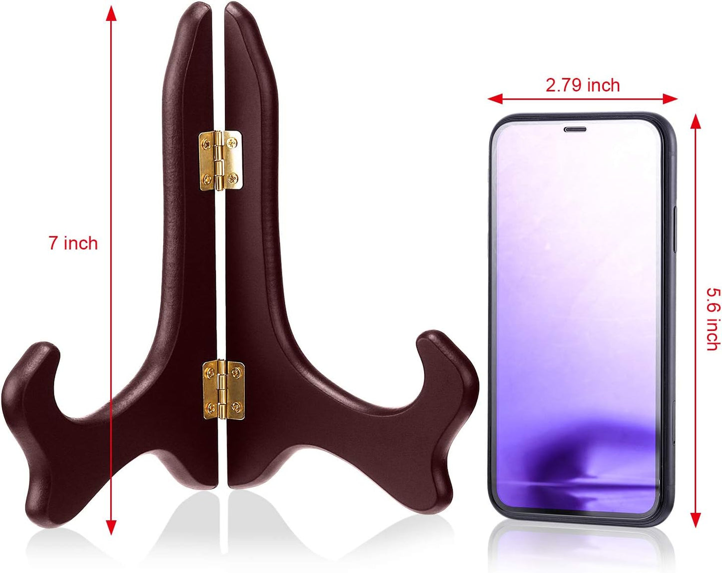 Tatuo 4 Packs Wooden Display Stand Decorative Plate Stands for Display Picture Frame Holder Easels(Red,7 Inch)