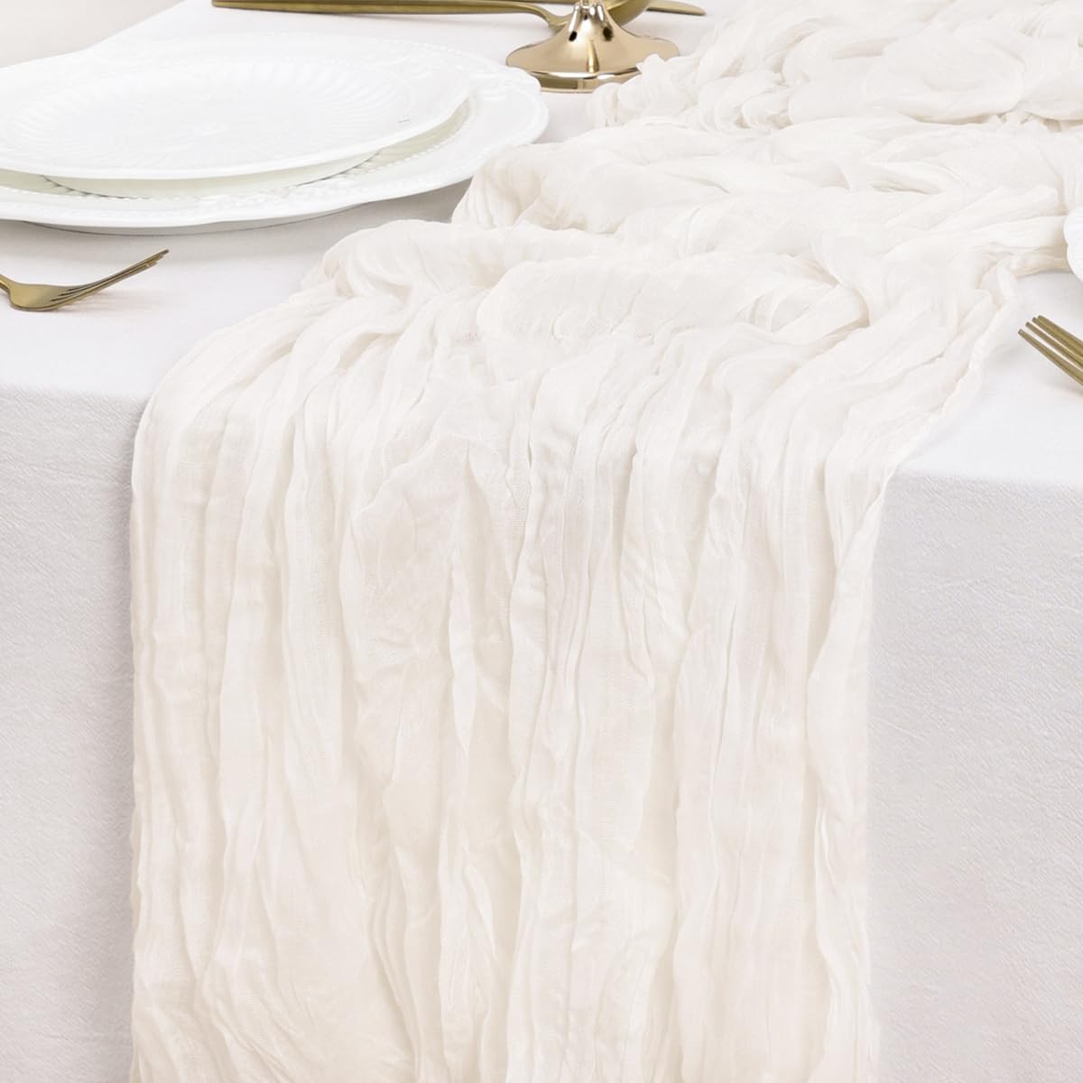 Ivory Table Runner Cheesecloth Table Runner 4 Pack 10FT Farmhouse Table Runners 120 Inches Fall Table Decor Dining Room Centerpiece Wedding Boho Baby Shower Birthday
