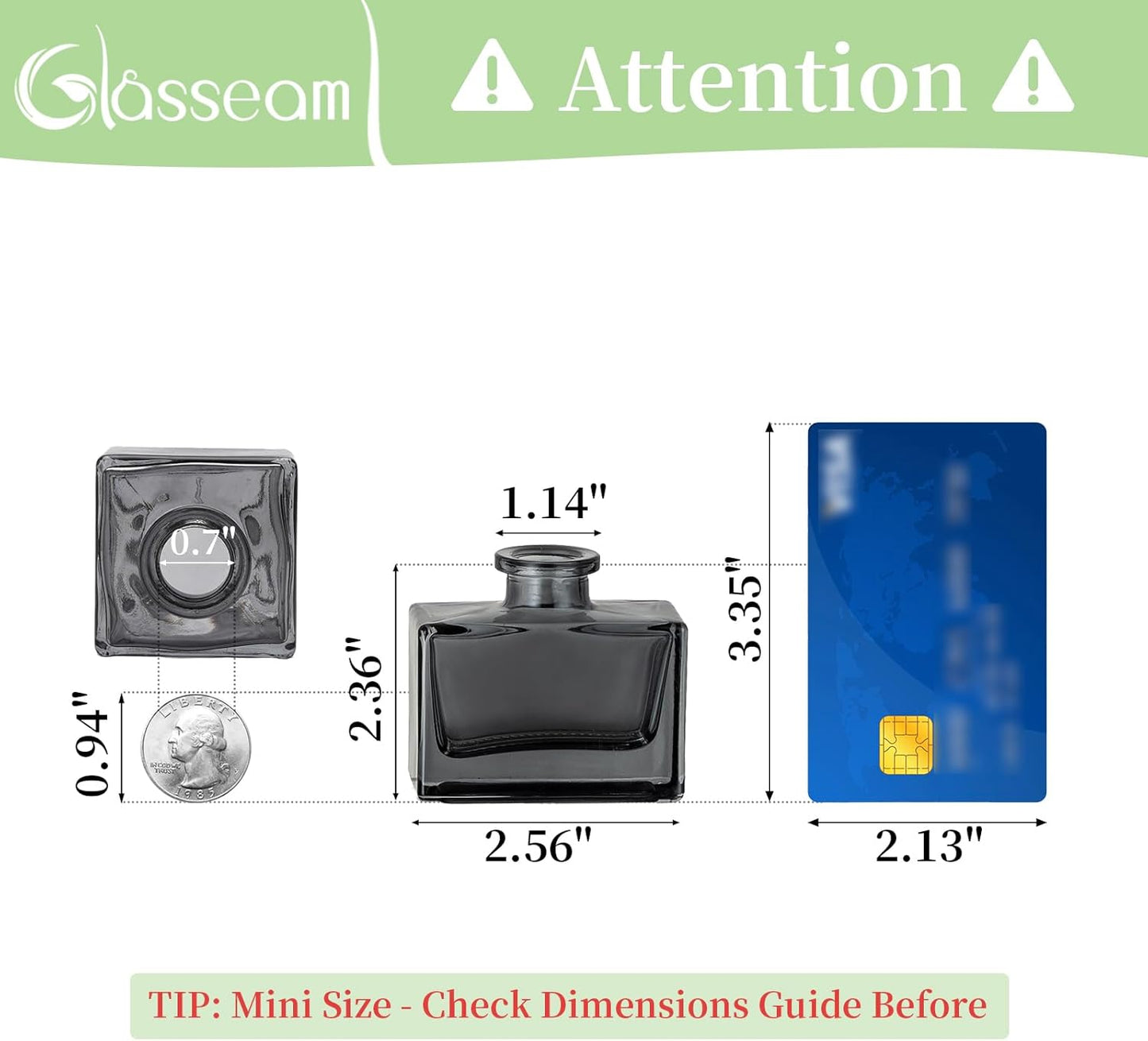 Glasseam Bud Flower Vases in Bulk: 40 Glass Cute Small Vases for Centerpieces Vintage Mini Wedding Birthday Party Table Centerpieces Tiny Baby Shower Dining Room Decoration Black Grey