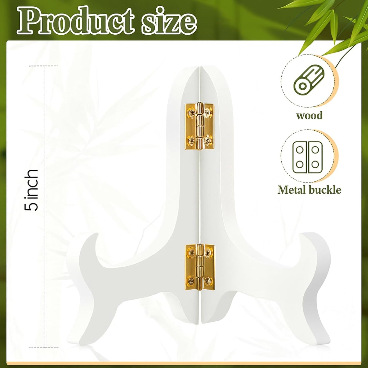 Tatuo 4 Packs Wooden Display Stand Decorative Plate Stands for Display Picture Frame Holder Easels(White,5 Inch)