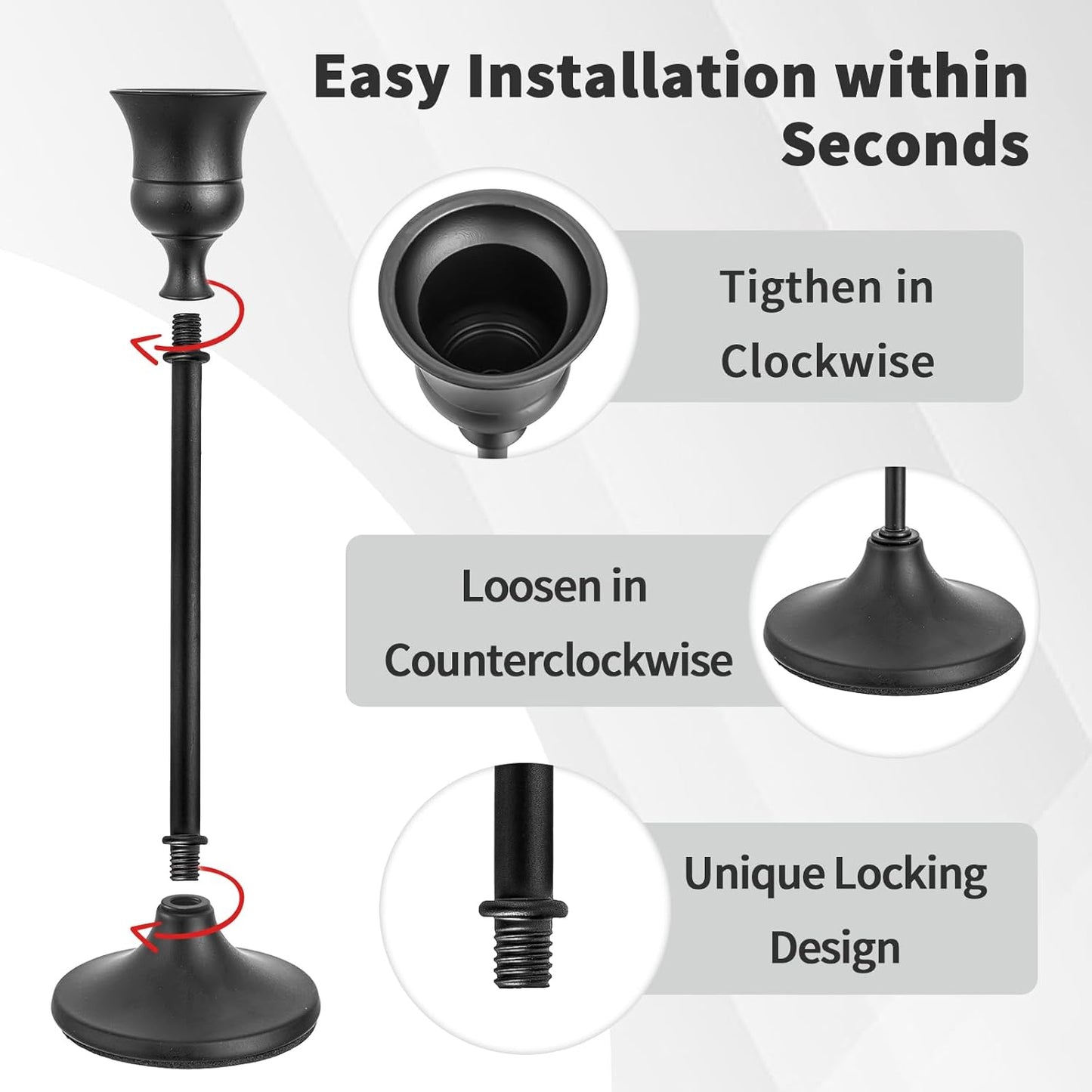 CHILL RECIPE Black Candlestick Holder Tall Taper Candle Holder for Home Decor Table Centerpiece Party Festival Decorations Halloween Decoration (2 Set 6Pcs)