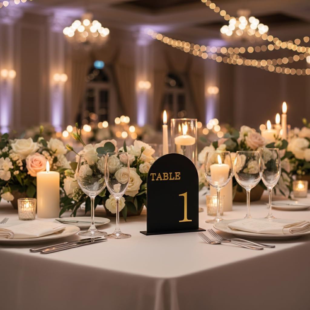 Arch Wedding Table Numbers 1-20 with Stands, 5" X 7" Double Sided Acrylic Wedding Sign Holders, Durable Non-Fading Table Number for Wedding Reception, Events, and Centerpieces