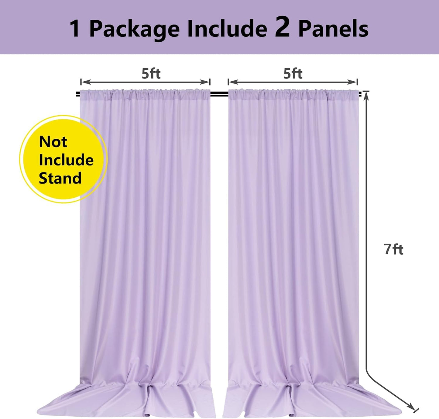 MYSKY HOME 10ft x 7ft Curtains Backdrop Curtains for Parties Light Purple Background Curtains Drapes Wedding Curtains Stage Curtains Rod Pocket Drapes Backdrop for Baby Showers, 5ft x 7ft, 2 Panels