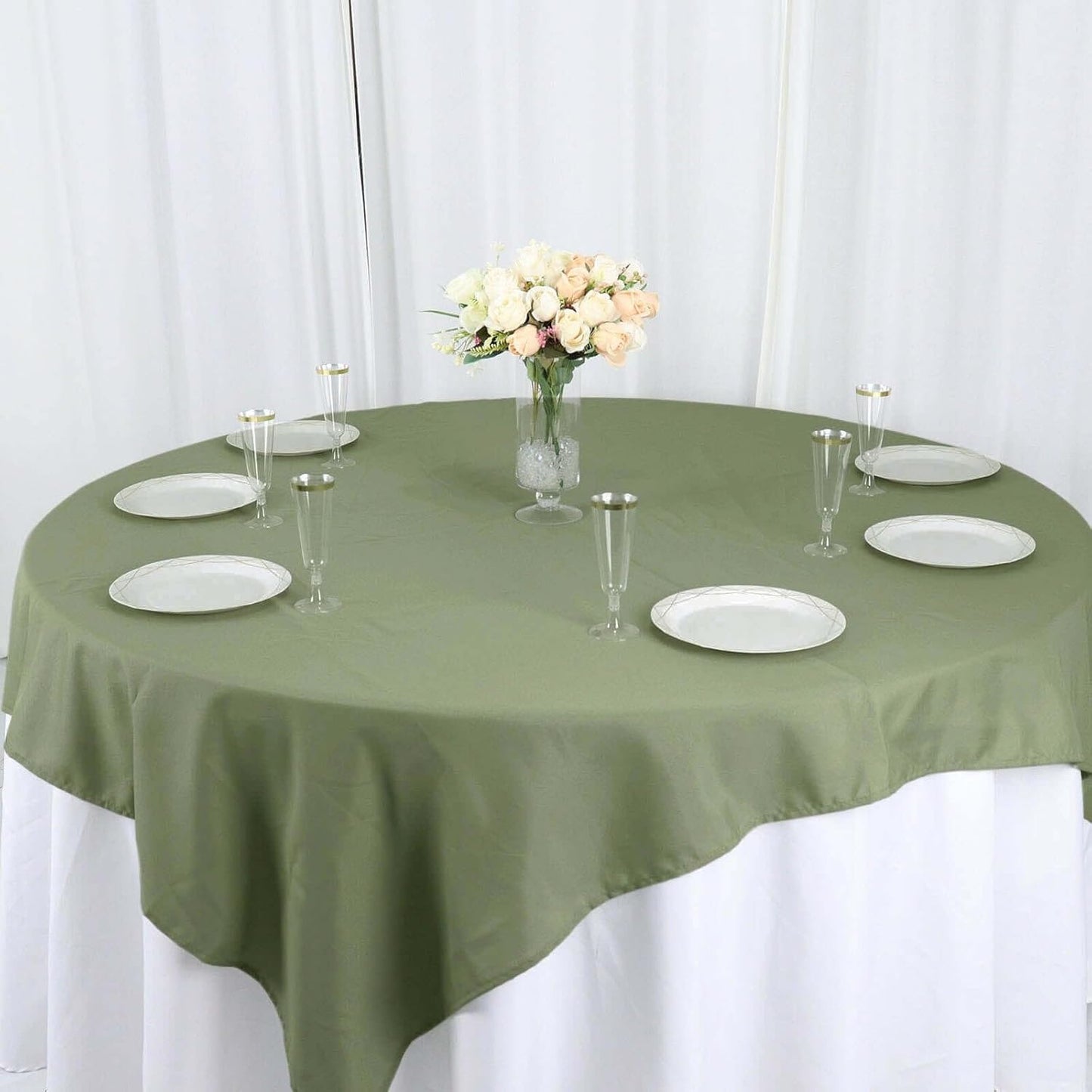 Efavormart 70" Square Linens Eucalyptus Sage Green Wholesale Linens Polyester Square Linen Tablecloth for Wedding Banquet Party Restaurant