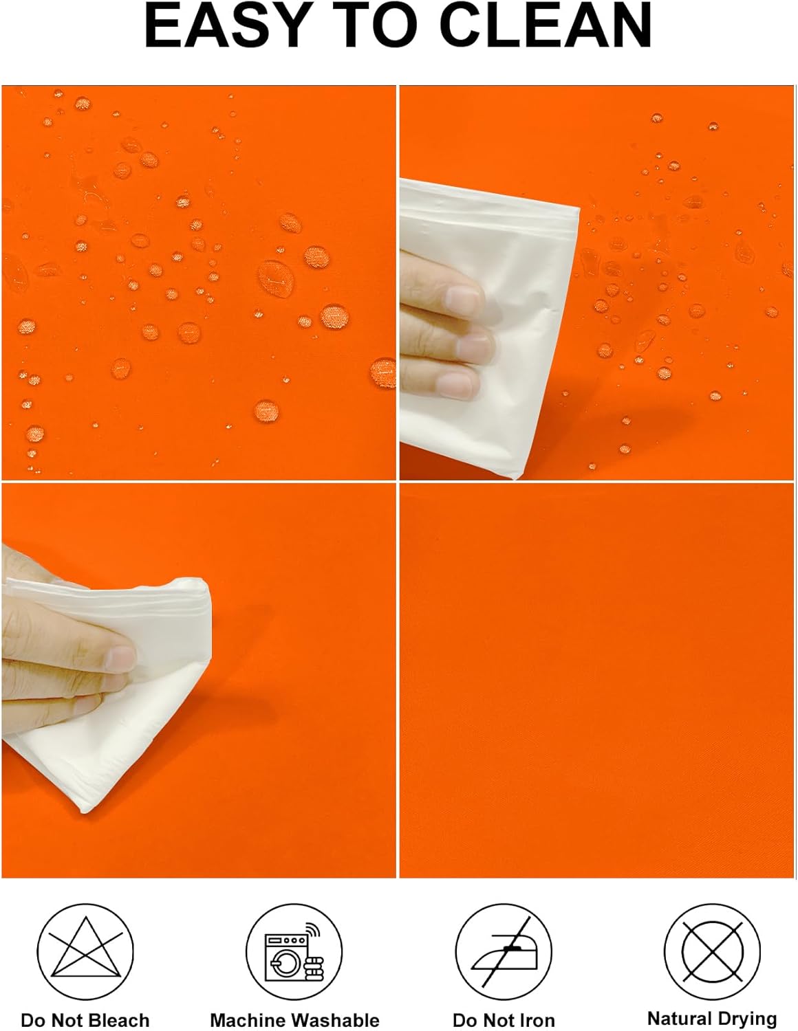 Fokitut 2 Pack Waterproof Round Tablecloth, 120 Inch, Stain Resistant and Wrinkle Polyester Table Cloth, Fabric Table Cover for Kitchen Dining, Wedding, Party, Holiday Dinner-Orange