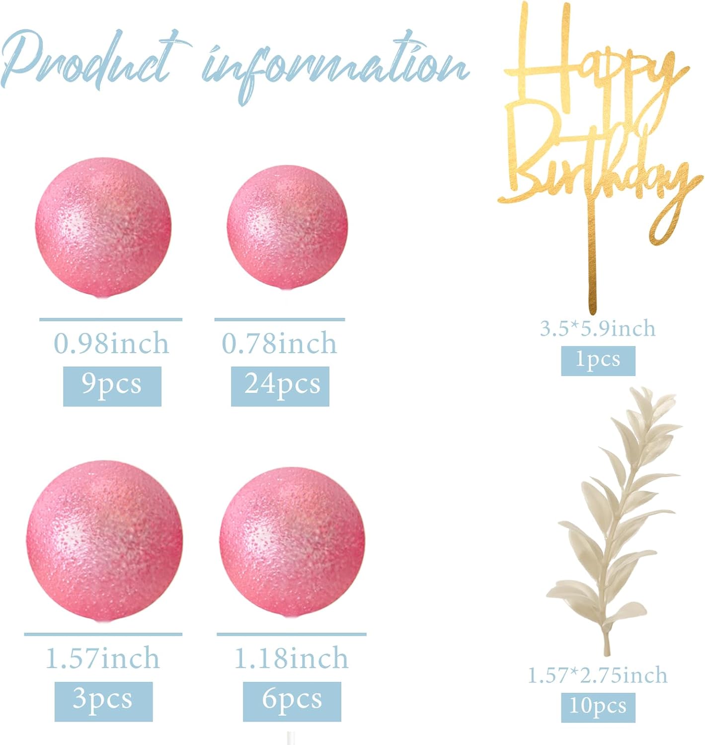 MIAHART Ball Cake Toppers Boho Grass Cake Topper Ball Cake Insert Decoration for Birthday Wedding Baby Shower Party Decorations Boho Themed Party Supplies (Rose Gold)