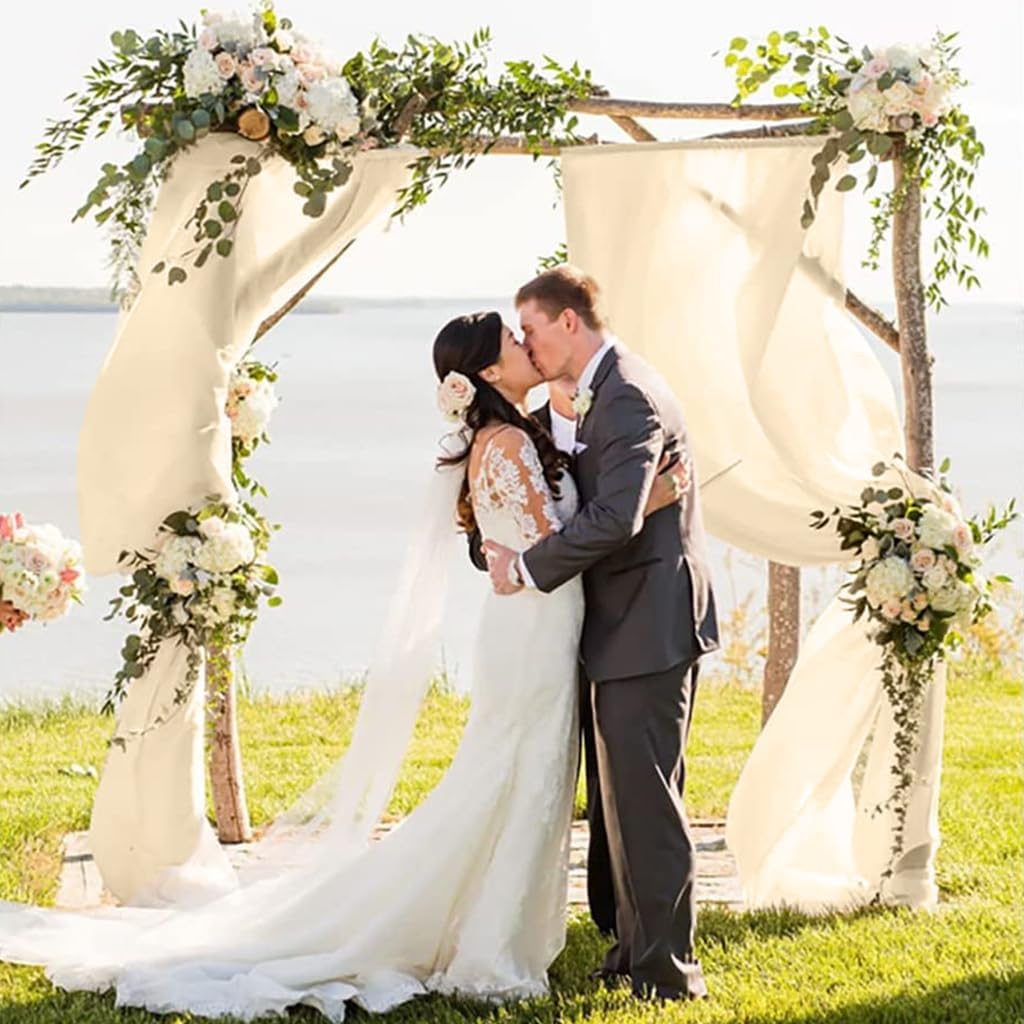 DUOBAO 2-Pack Sheer Chiffon Curtain Panels - Lightweight Voile Drapes for Windows, Living Room & Bedroom, Ivory, 58x120 Inches (Rod Pocket Design