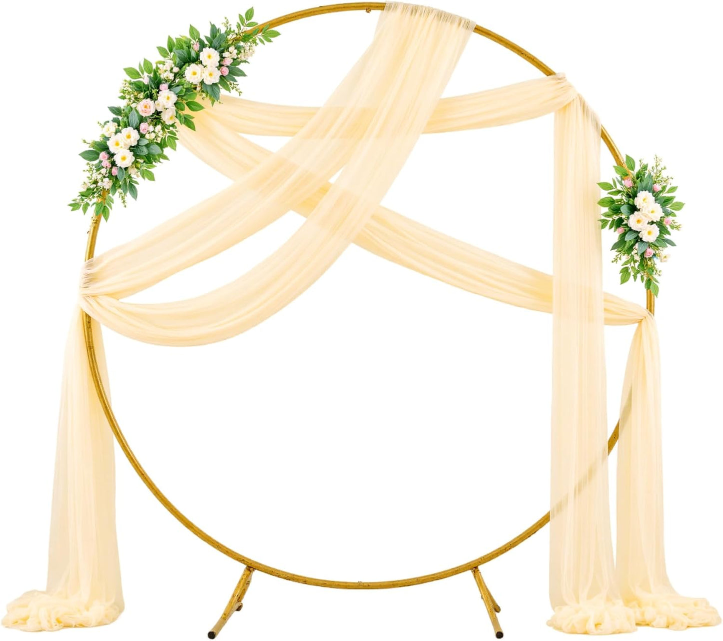 Wedding Arch Draping Fabric Backdrop 1 Panel 60" x 26Ft Champagne Drapes Curtains for Wedding Reception Sheer Tulle Backdrop Curtain for Ceremony Birthday Party Baby Shower Arbor Ceiling Decorations