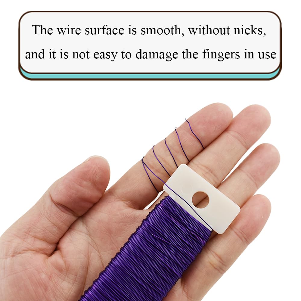 HAHIYO 26Gauge Purple Metal Floral Wire - 3 Rolls, 115 Yards (345 Feet) - Flexible Paddle Wire for Craft, Christmas Wreath, Flower Arrangement, Bouquet Wrapping, Wedding, DIY