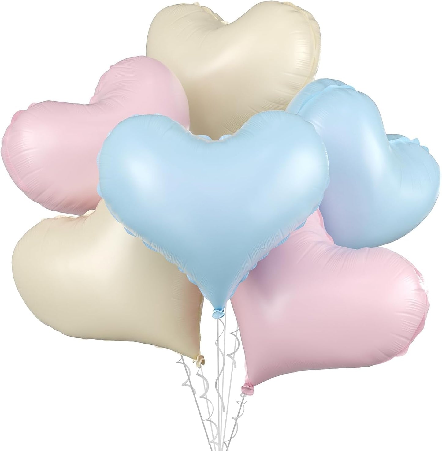 Pink Blue White Heart Balloons,24Inch Large Heart Foil Balloons for Valentine's Day Birthday Wedding Baby Shower Anniversary Party Decorations