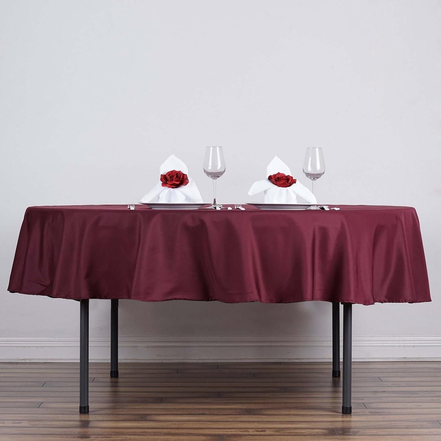 Efavormart Round Tablecloth, 70 Inch Stain & Wrinkle Resistant Washable Table Cloth, Decorative Polyester Fabric Table Cover for Banquet, Wedding, Dining- Burgundy