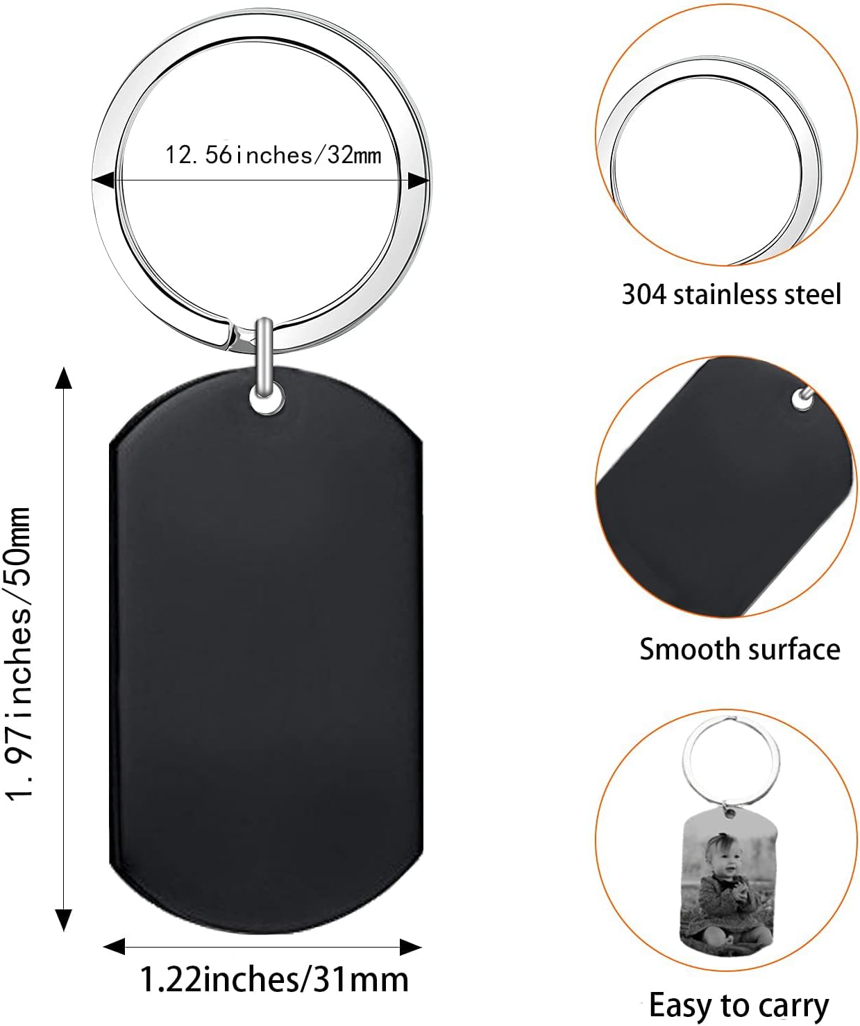 Personalized Double-sided Photo Text+Icons Keychain Drive Safe Boy Girlfriend Pet Memorial Anniversary Custom Keychain Gifts