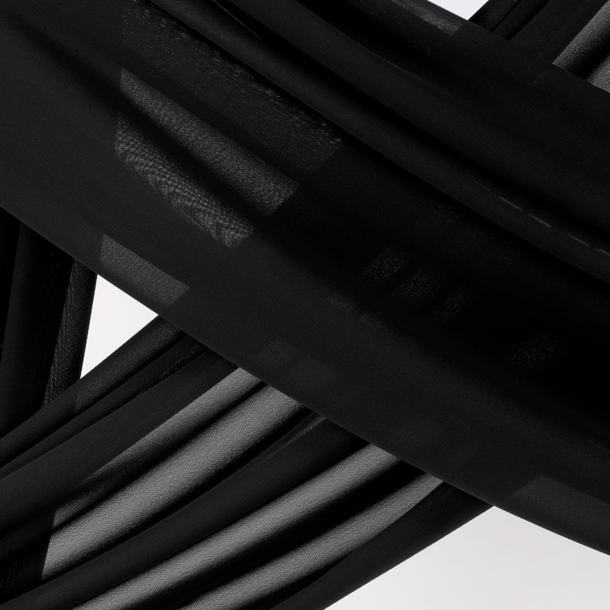 Socomi Wedding Arch Draping Fabric 3 Panels 29" x 18Ft Black Sheer Curtain Drapes 6 Yards for Wedding Baby Shower Ceremony Birthday Party Decoration