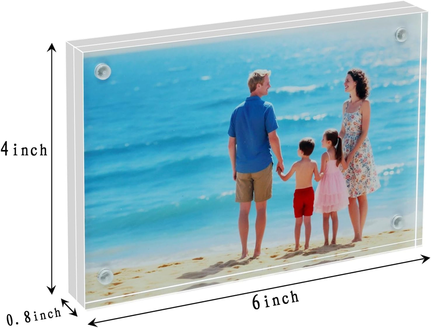 4×6 Acrylic Photo Frames 3 Pack,10mm+10mm Thick Magnetic Double Sided Free-Standing Transparent Picture Frame for Tabletop Display. (Transparent, 4X6)