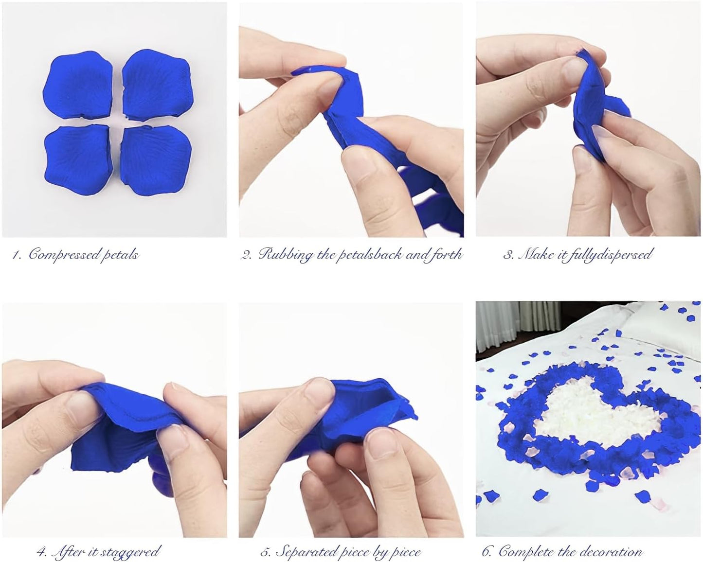 2000Pieces Rose Petals, Artificial Flower Petals Fake Rose Petals for Romantic Night,Wedding,Proposal Anniversary Flower Decorations (Dark Blue)