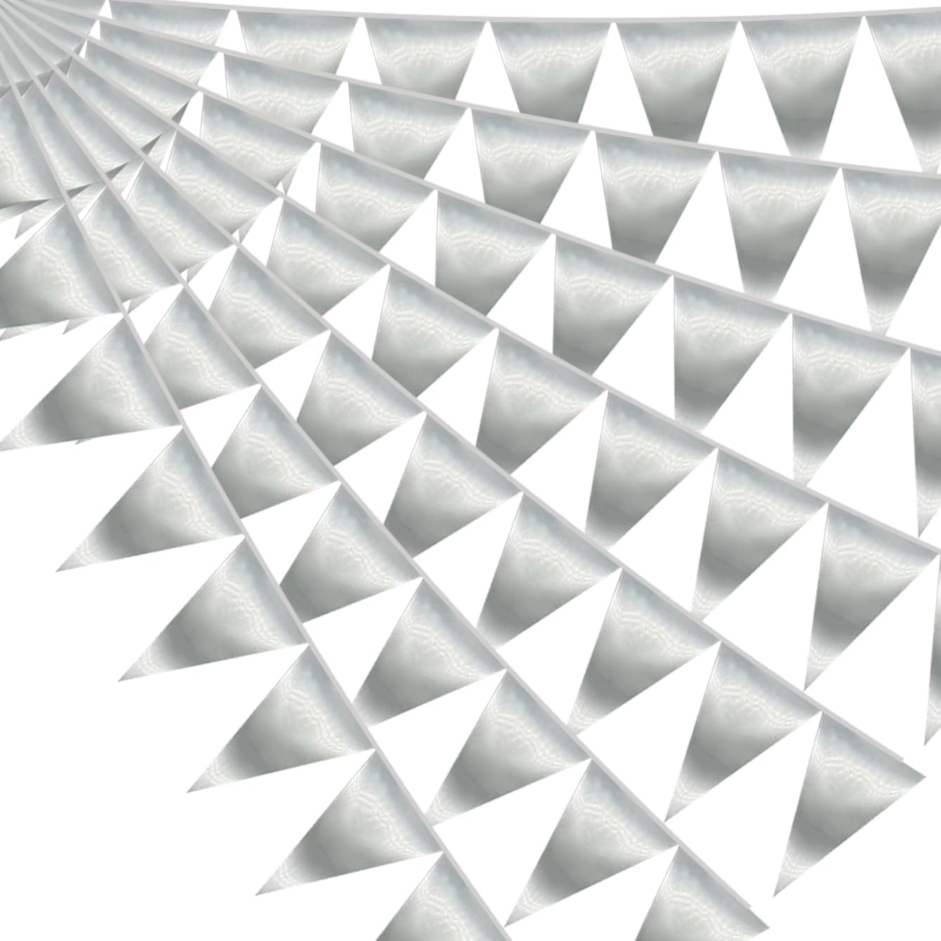 40M/130FT Silver Triangle Pennant Banner Flag Metallic Fabric Bunting Garland for Christmas Graduation Wedding Engagement Anniversary Bachelorette Birthday Bridal Shower Valentines Hen Party Supplies