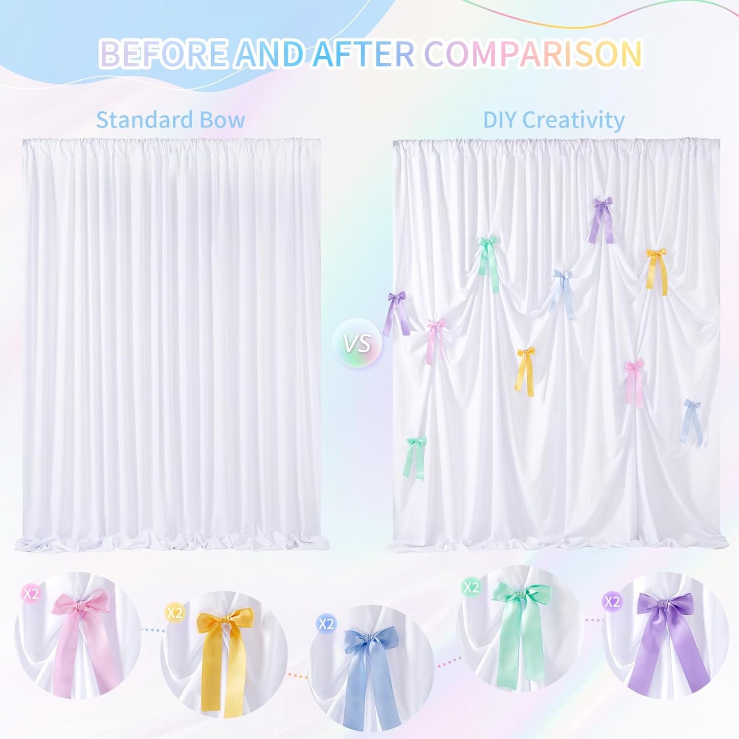 White Backdrop Curtain: 5.8×8ft Backdrop DIY Creative Photography Props Background - Shower Party Event Decorations