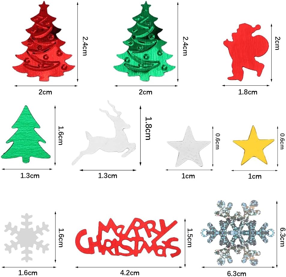 4800pcs Christmas Confetti,Xmas Table Confetti Snowflake Santa Claus Metallic Foil Sequins Glitter Table Scatters for Party Decoration