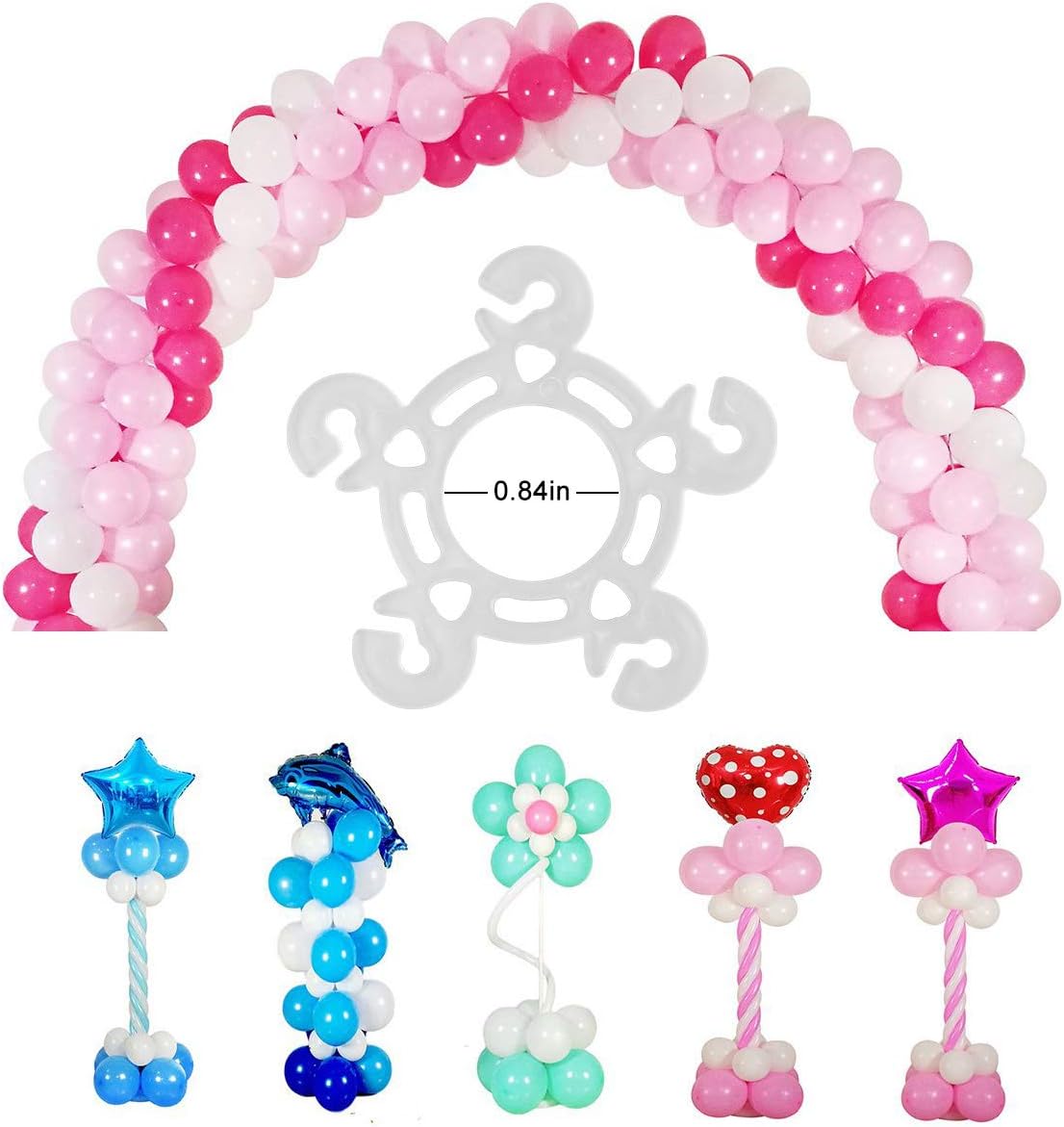 Balloon Clips(120 pcs), Tinabless Balloon Connectors for Decor Balloons Arch, Balloons Column Stand and Flowers - Birthday, Wedding, Baby Shower Party Decorations