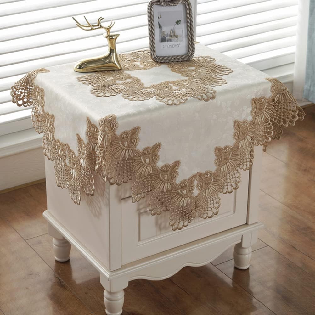 vctops Damask Lace Patchwork Tablecloth Luxury Square Small Table Cover Elegant Floral Embroidered Lace Table Cloth for Party Kitchen Dinning Picnic Decoration (Type B,32"x32")