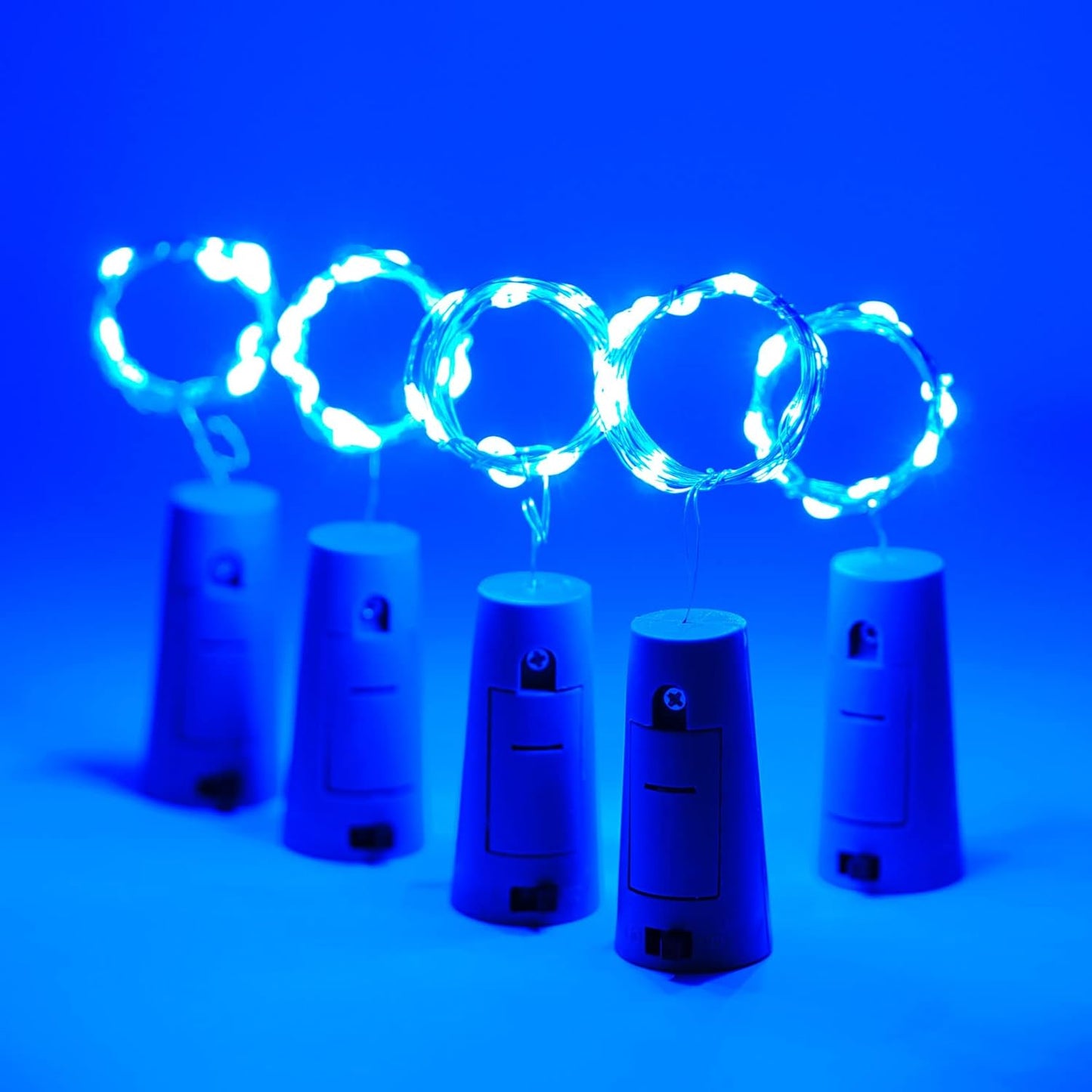 Wine Bottle Lights with Cork 15Pack 10 LED 40 Inches Battery Operated Silver Wire Liquor Fairy Mini String Lights for Party Christmas Halloween Wedding Decoration (Blue)