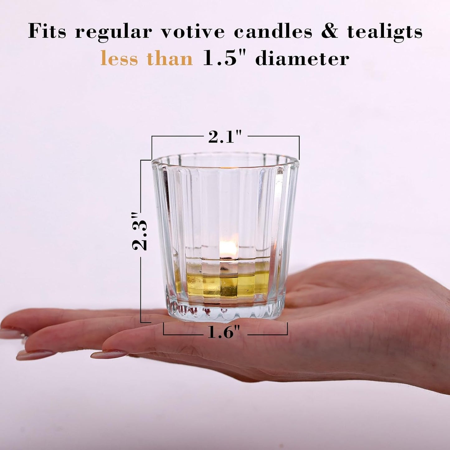 24pcs Vintage Ribbed Votive Candle Holders, Glass Candle Holder for Wedding Table Decor, Tea Lights Candle Holder for Table Centerpiece, Christmas, Holiday Decor
